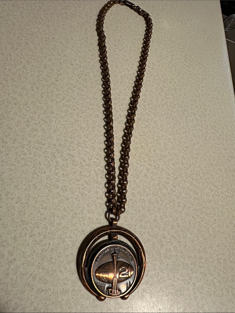 Vintage Seattle World’s Fair solid copper necklace (837)